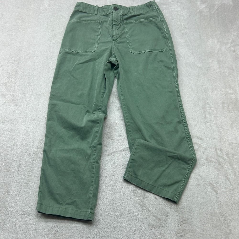 Madewell Taper-Leg Utility Pant Women 4 Green High Rise Cotton Workwear Trousers